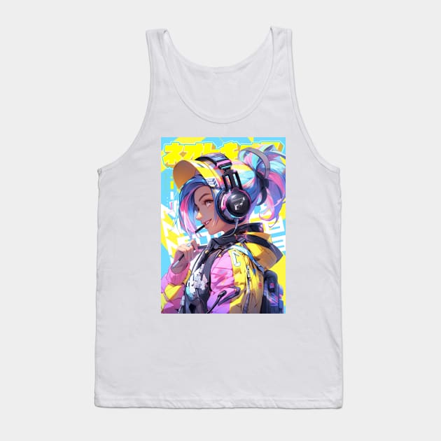 HEADPHONE GAL 3333 - NEOTOKIO3 100%ドPE / DREAM BIG | Anime Manga Kawaii Anime Girl Pop Art 3D | PROUD OTAKU Tank Top by PROUD OTAKU